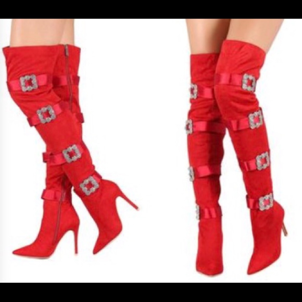 🔥🔥🔥Brand new Red Suede Thigh Boot🔥🔥🔥
